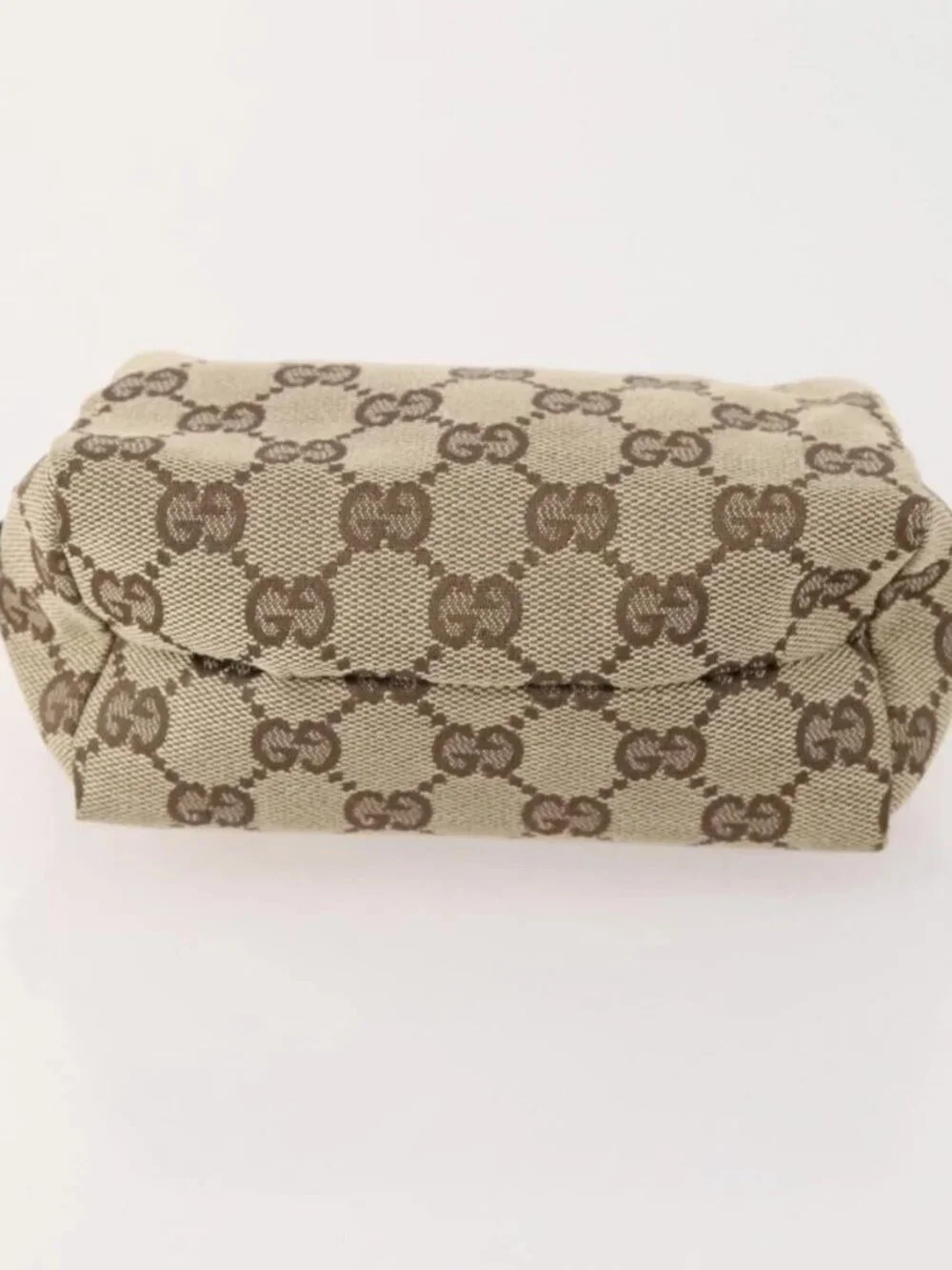 GUCCI GG Canvas Pouch Leather 5 Set Black Beige Auth 174994
